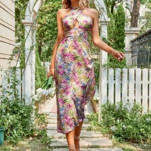 Womens Floral Halter Dress